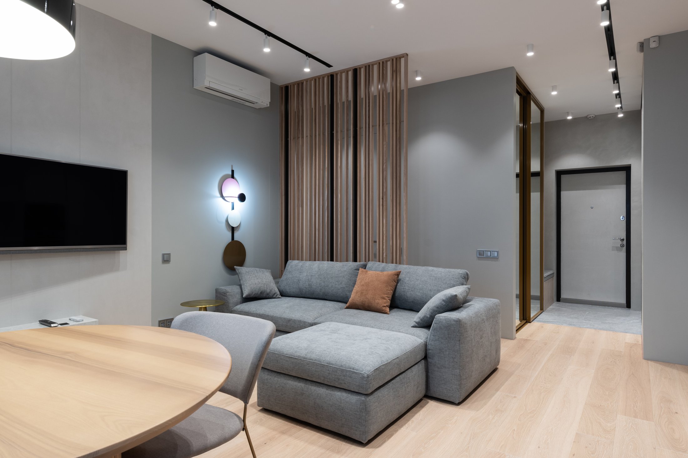 Modern lounge with discreet wall mounted air conditioning